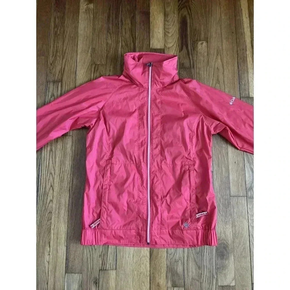 Columbia Rain Jacket Womens Red Hood Long Sleeve Full Zip Omni- Shield Size S - Picture 3 of 7
